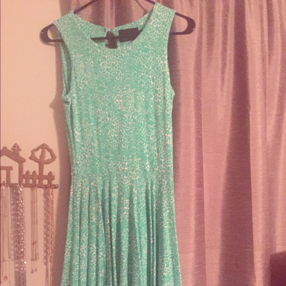 Green and white dress